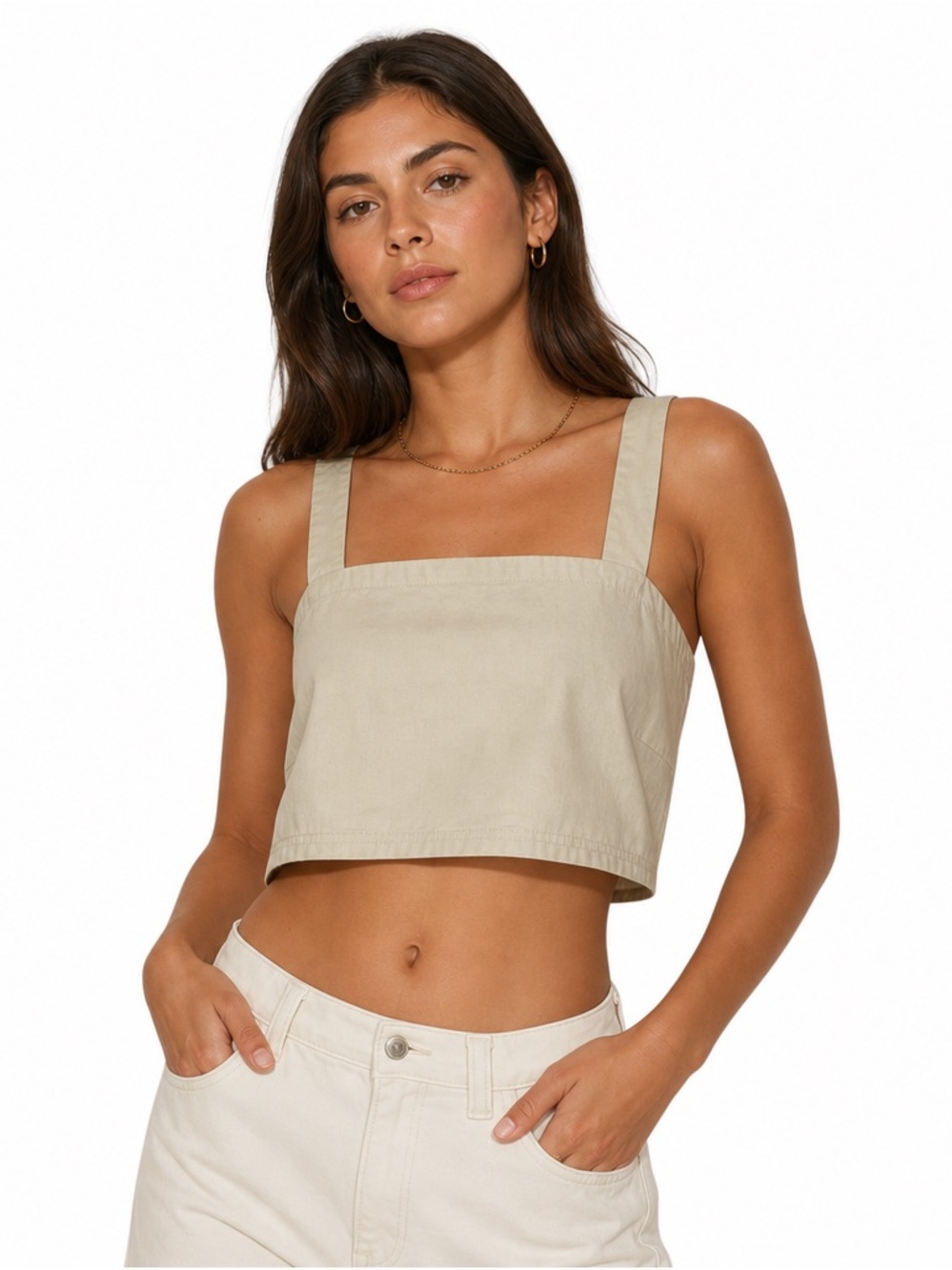 Vans Lowell Oatmeal Crop Tank Top | NWT | Neutral Summer Esse